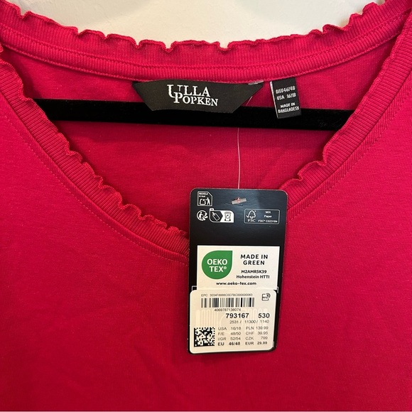 Women’s Ulla Popken Lettuce Edge V-Neck Knit Tank Tunic Dress, Raspberry, 16/18 - Picture 5 of 7